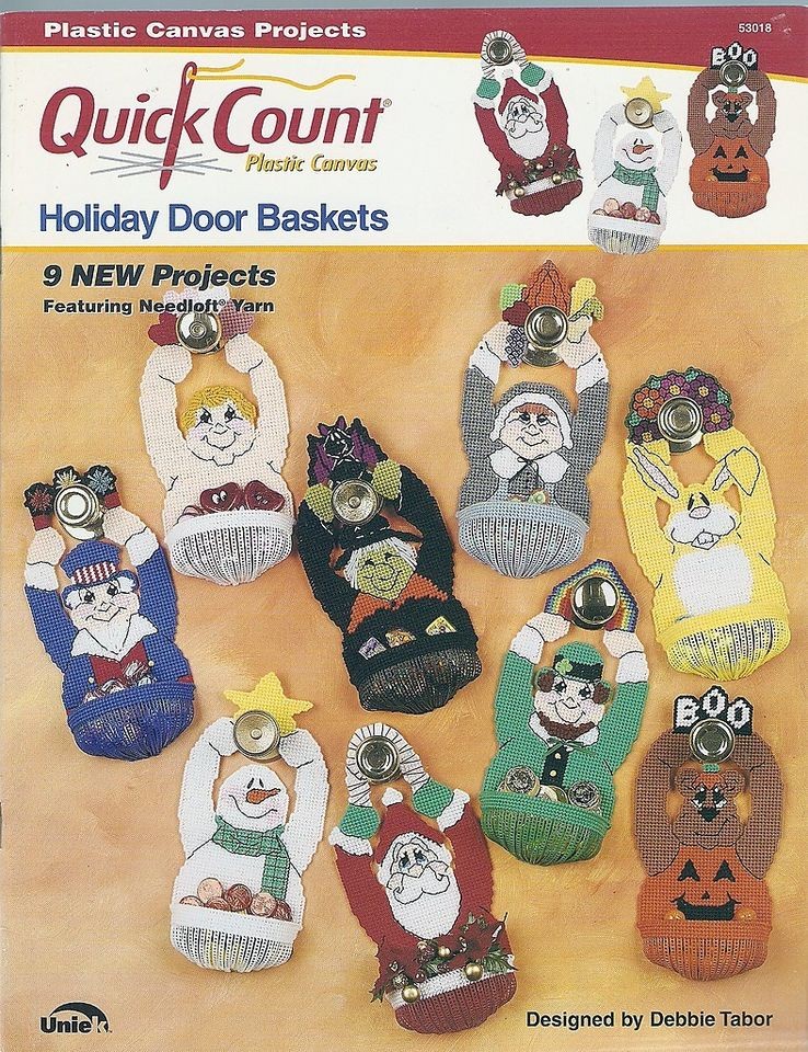 HOLIDAY DOOR BASKETS ~ THE NEEDLECRAFT SHOP Quick Count Plastic Canvas