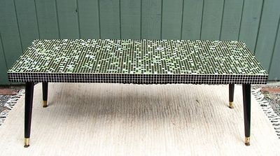 Mid Century Eames Era Mosaic Tile Top Cocktail / Coffee Table