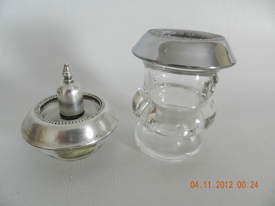 Vintage Sterling Silver & Glass Cigarette Table Lighter, Cig Cup Not 