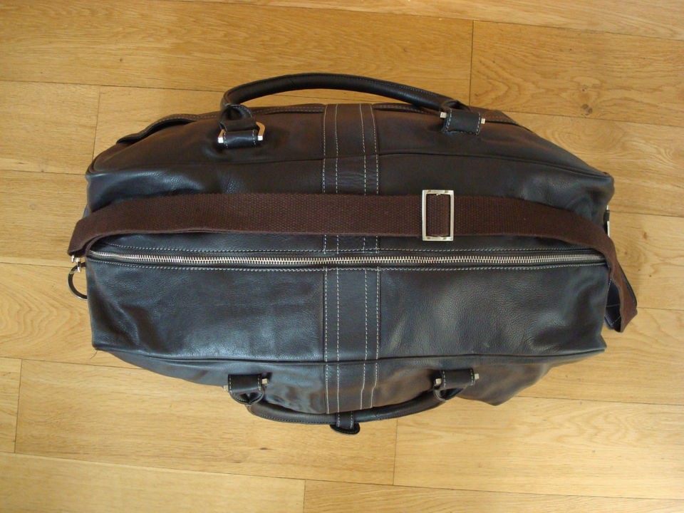 GINO FERRARI DESIGNER DARK BROWN LEATHER HOLDALL/OVERNI​GHT/WEEKEND 