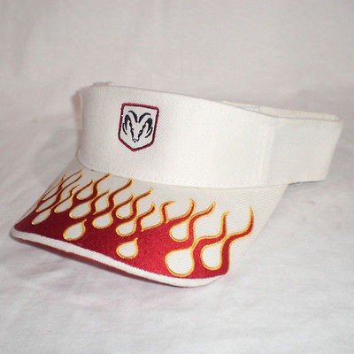 VISOR Car Truck Dodge Flame (White) Cap Baseball Hat Sun Viser Summer