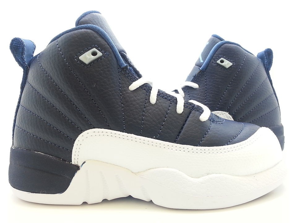   ] Pre School Little Kids Air Jordan 12 Retro Obsidian Blue White 2012