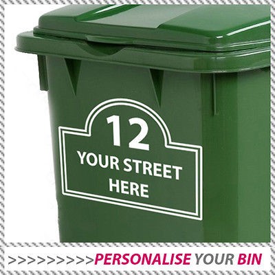   WHEELIE BIN CUSTOM STICKER House Number & Street Name Address Decal