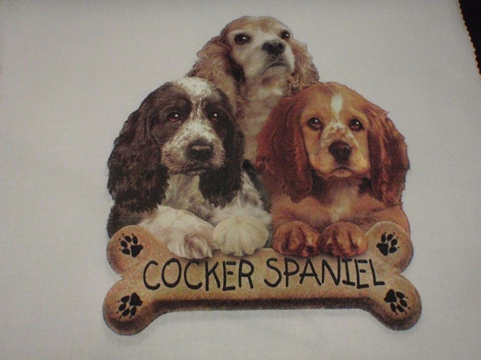 COCKER SPANIEL ENGLISH FAWN BLK DOG FABRIC THROW PILLOW