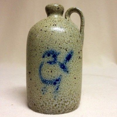 Antique Stoneware Rare JUGTOWN, NC Salt Glazed Jug w/ Cobalt Bird 