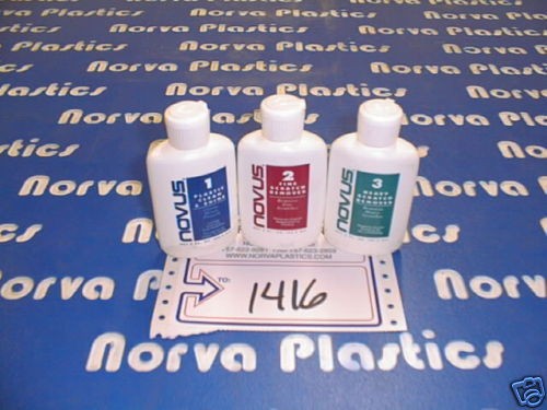 1416)NOVUS PLASTIC POLISH KIT IN 2 OZ SIZE BOTTLES