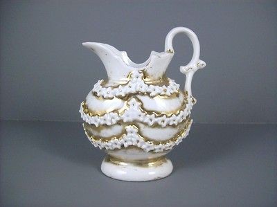 Antique Vintage Cream Pitcher Jug Floral Garlands Germany 4oz Gold 