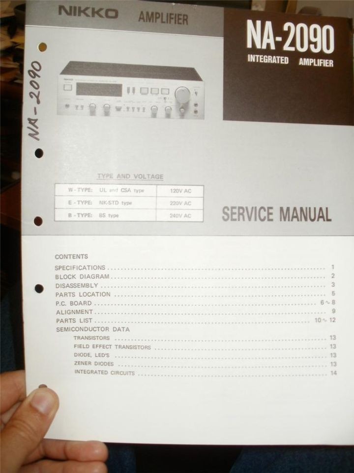 NIKKO SERVICE MANUALS EQ 500 FAM 450 800 GAMMA 1 20 40 NA 500 550 