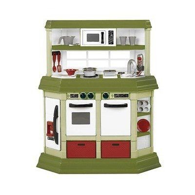 American Plastic Deluxe Toy Kitchen Pretend Play w/ 22 Accessories 