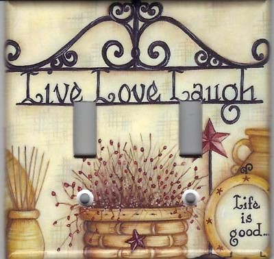 AMERICANA LIVE LOVE LAUGH DOUBLE LIGHT SWITCH PLATE