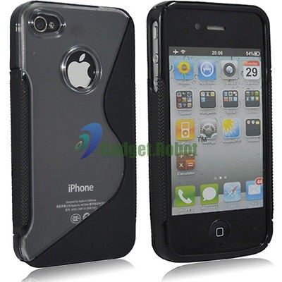   IPHONE 4 4G 4S TPU GEL FLEXI S LINE SKIN CASE COVER BLACK *ON SALE*GR