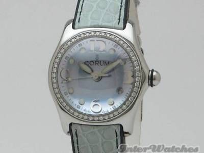 Corum Bubble Blue MOP Date Mid size Diamonds Bezel Watch 39.151.47 