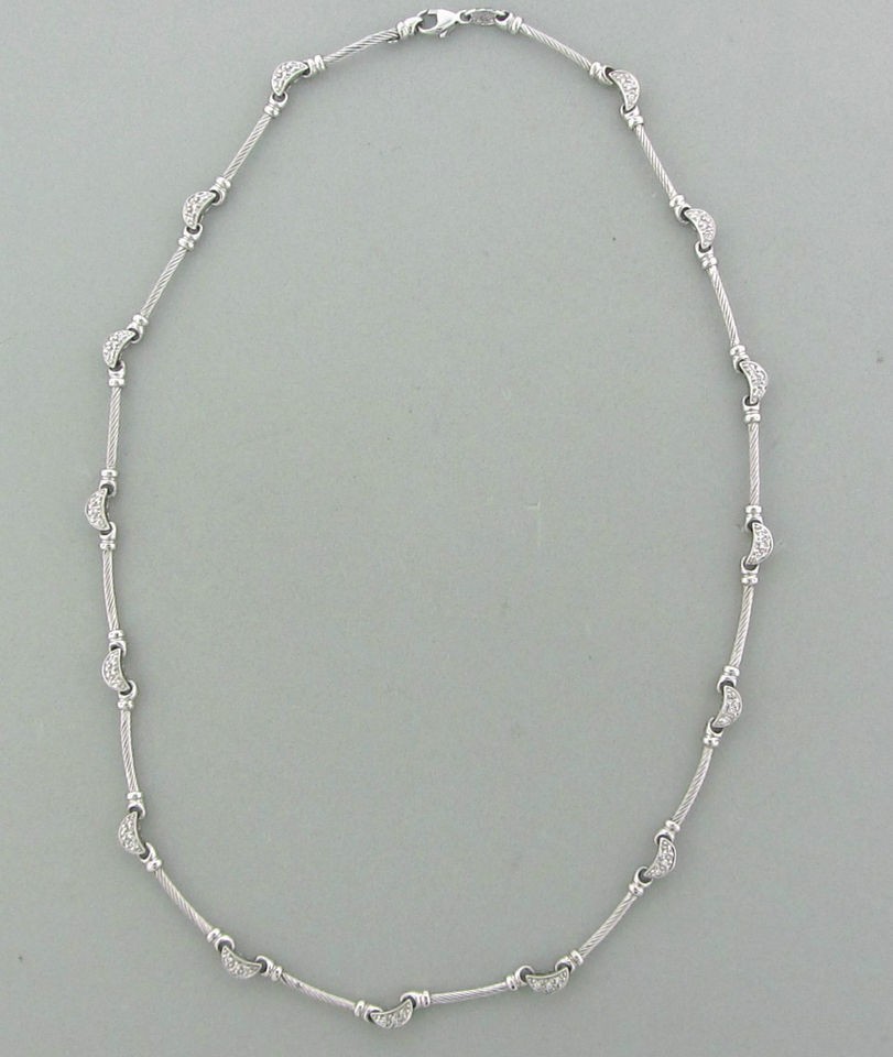 ESTATE CHARRIOL 18K WHITE GOLD DIAMOND NECKLACE