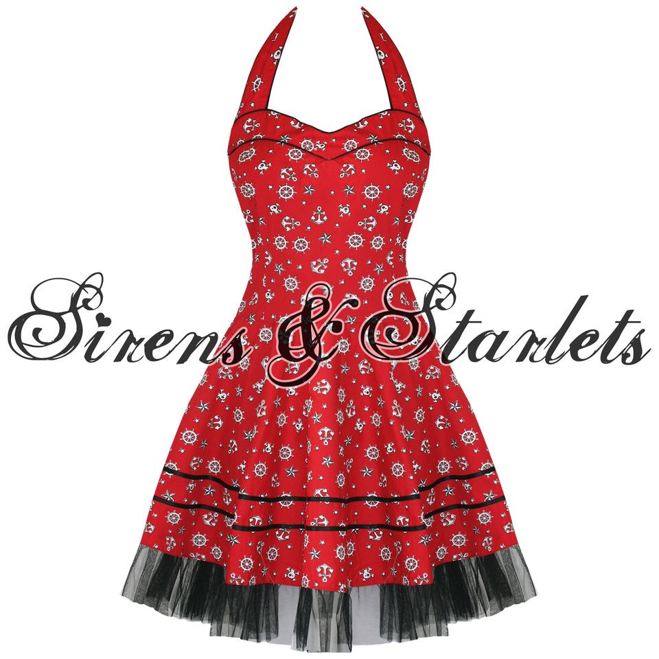 DEAD THREADS LADIES NEW RED NAUTICAL SAILOR ANCHOR ROCKABILLY 50S 