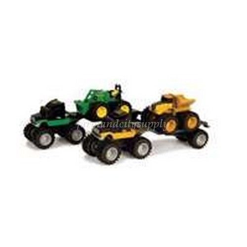 NIB 4 PIECE SET   RC2 JOHN DEERE 37584 TOY MONSTER TREAD SEMI DUMP 