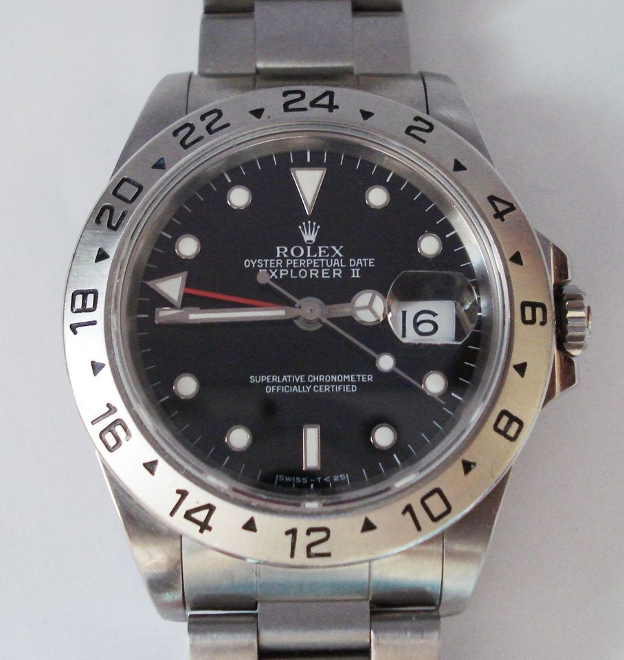 ORIGINAL ROLEX EXPLORER II GMT DATE 16570 SAPPHIRE CRYSTAL BLACK DIAL 