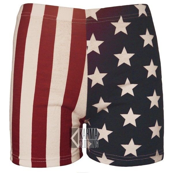 LADIES COTTON AMERICAN FLAG USA STARS AND STRIPES HOT PANTS MINI 