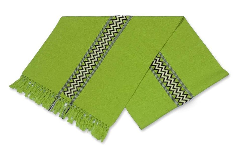 Handwoven Lime Green Guatemala Cotton Table Runner