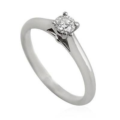 Preowned CARTIER 0.18 CTW VVS2 Color G Diamond Platinum Solitaire Ring 