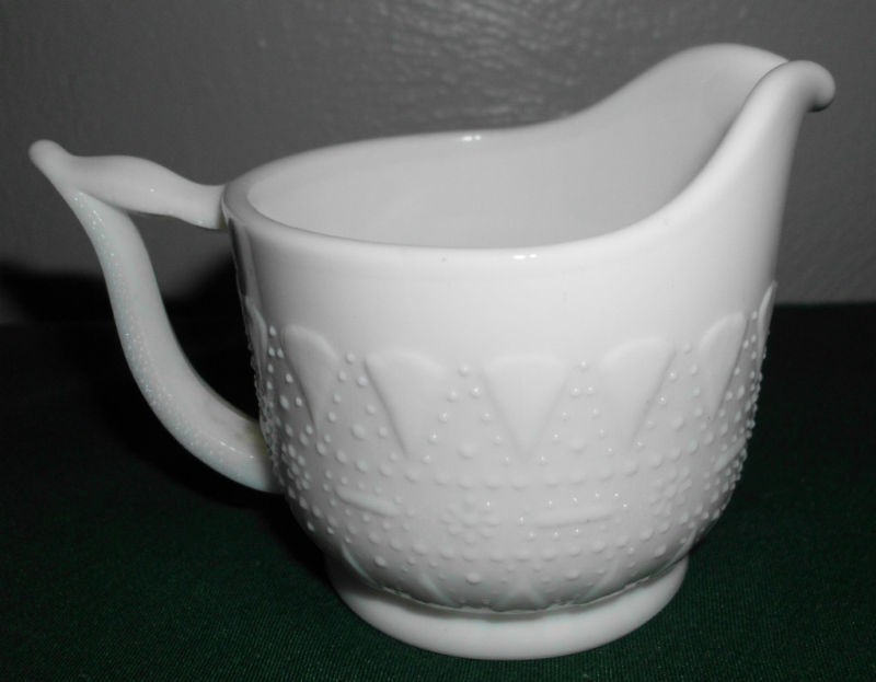 Kemple Milk Glass Creamer Lace & Dewdrop Trademarked