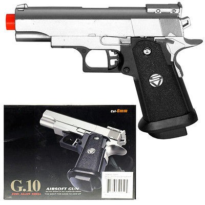   Spring Silver Metal Airsoft Pistol Gun 235fps w/ 6mm BB Air Soft G10