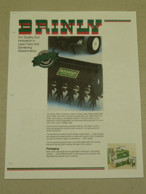 BRINLY SALES BROCHURE / LAWN & GARDEN ATTACHMENTS for TRACTORS