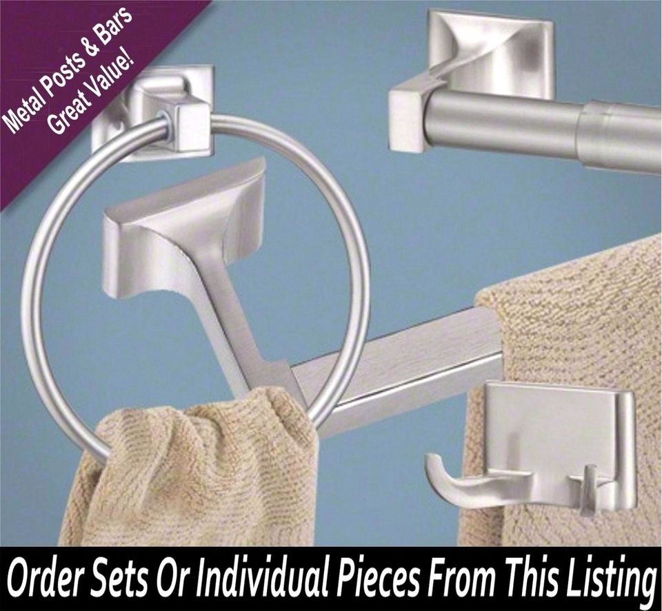 Satin / Brushed Nickel 4 Pc Bathroom Hardware Accessory Set Sunset 