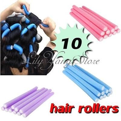 10x Hairstyle Foam Curler Stick Spiral Curls Tool DIY Bendy Hair 