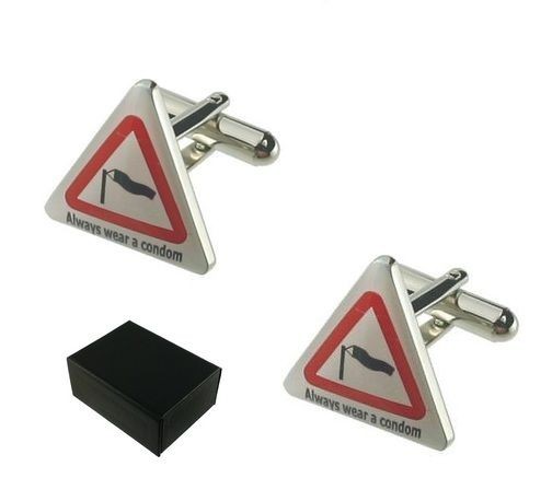 New Mens Ladies Triangular Road Sign Always Wear A Condom Novelty 