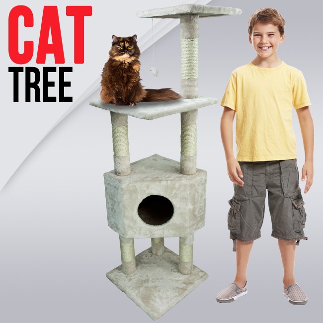 Deluxe 53 Cat Tower Tree w Condo Scratcher Furniture Kitten House 