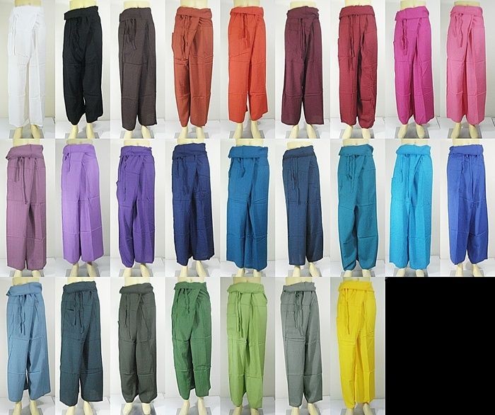 Thai Fisherman Long Wrap Pants Trousers YOGA Massage Hippie Womens 