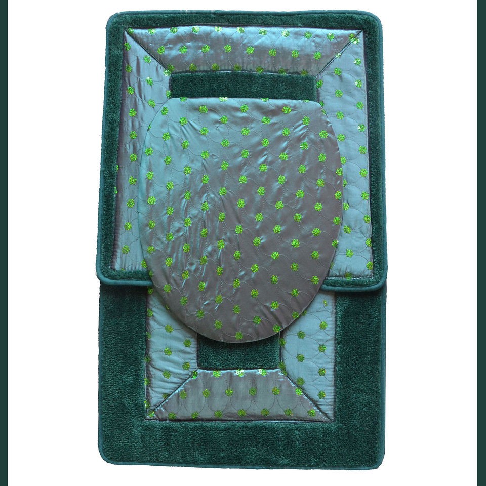 HUNTER 3 Piece Bathroom RugMat SETBath Mat,Contour Rug,Toilet Seat 