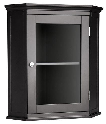 New Madison Ave Bathroom Corner Wall Cabinet   Espresso