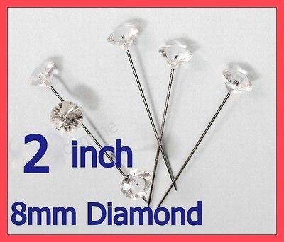 100 diamante pins. 2 diamonte corsage pins Buttonhole diamante head 