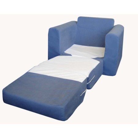 Fun Furnishings Chair Sleeper, Blue Micro Suede, Model # 20231