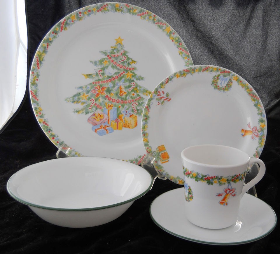 CORELLE CHRISTMAS JOY TREE DINNERWARE 20 PC DINNER BOWL PLATE MUG 