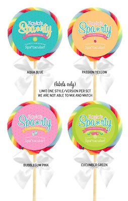 12 SPA PARTY Birthday Shower Favors Personalized LOLLIPOP STICKERS