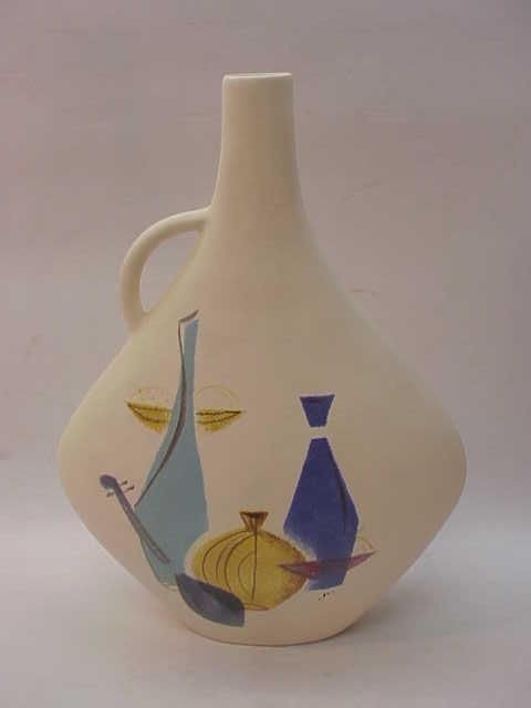 VINTAGE JARU ART POTTERY VASE CALIFORNIA MOD handled