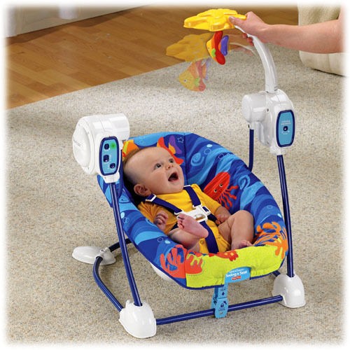 FISHER PRICE OCEAN WONDERS SPACE SAVER SWING & SEAT NEW