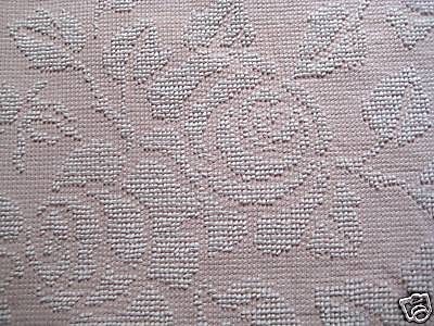 Vintage Pink Wht Rose Hobnail Chenille Bedspread FABRIC~20 x 28