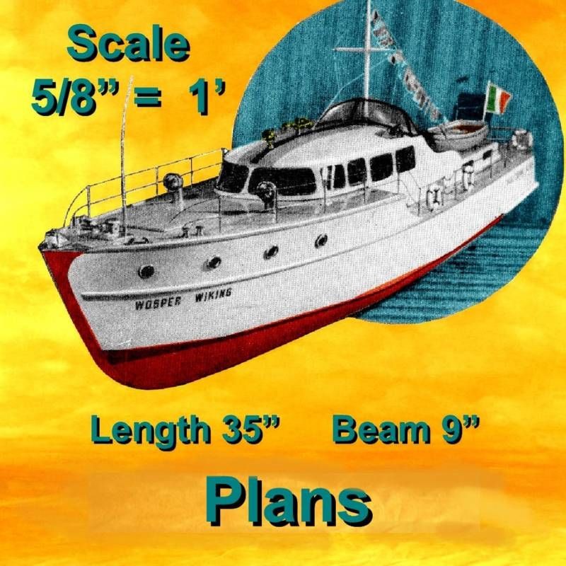 VINTAGE RADIO CONTROLMODEL BOAT PLANS CABIN CRUISER NOTES & F/S 