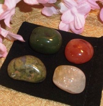 VIRGO* 4 LUCKY STONES* ZODIAC SET CRYSTAL HEALING POUCH