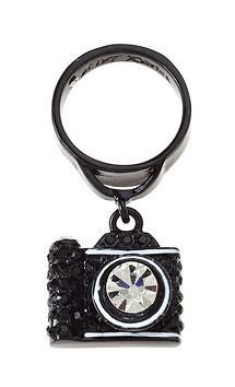 BETSEY JOHNSON Camera Charm Ring Black 7.5 NEW NIB photography