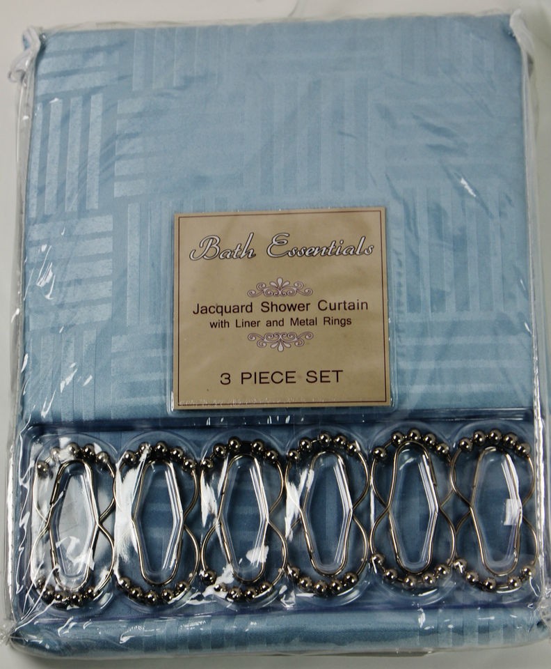   Jacquard Shower Curtain Vinyl Liner & 12 Metal Roller Rings 72 x 72