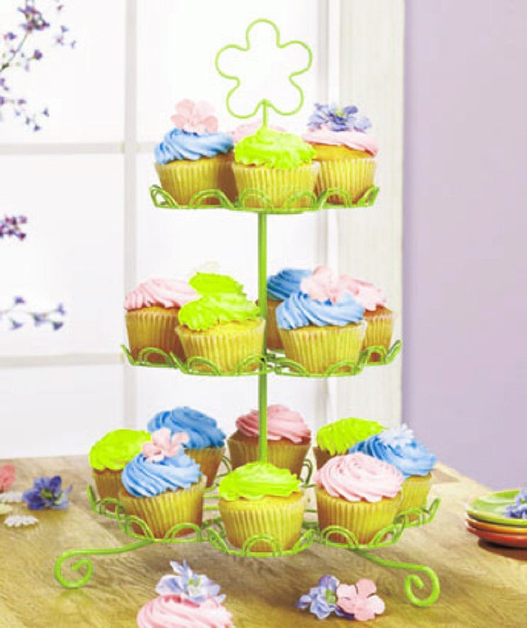 Beautiful Celery Green Cupcake or Muffin Stand + Liners