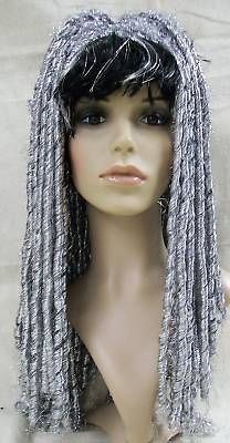   Silver Shimmer Goth Wig Spiral Dreads Sorceress Metallic Witch Cyborg