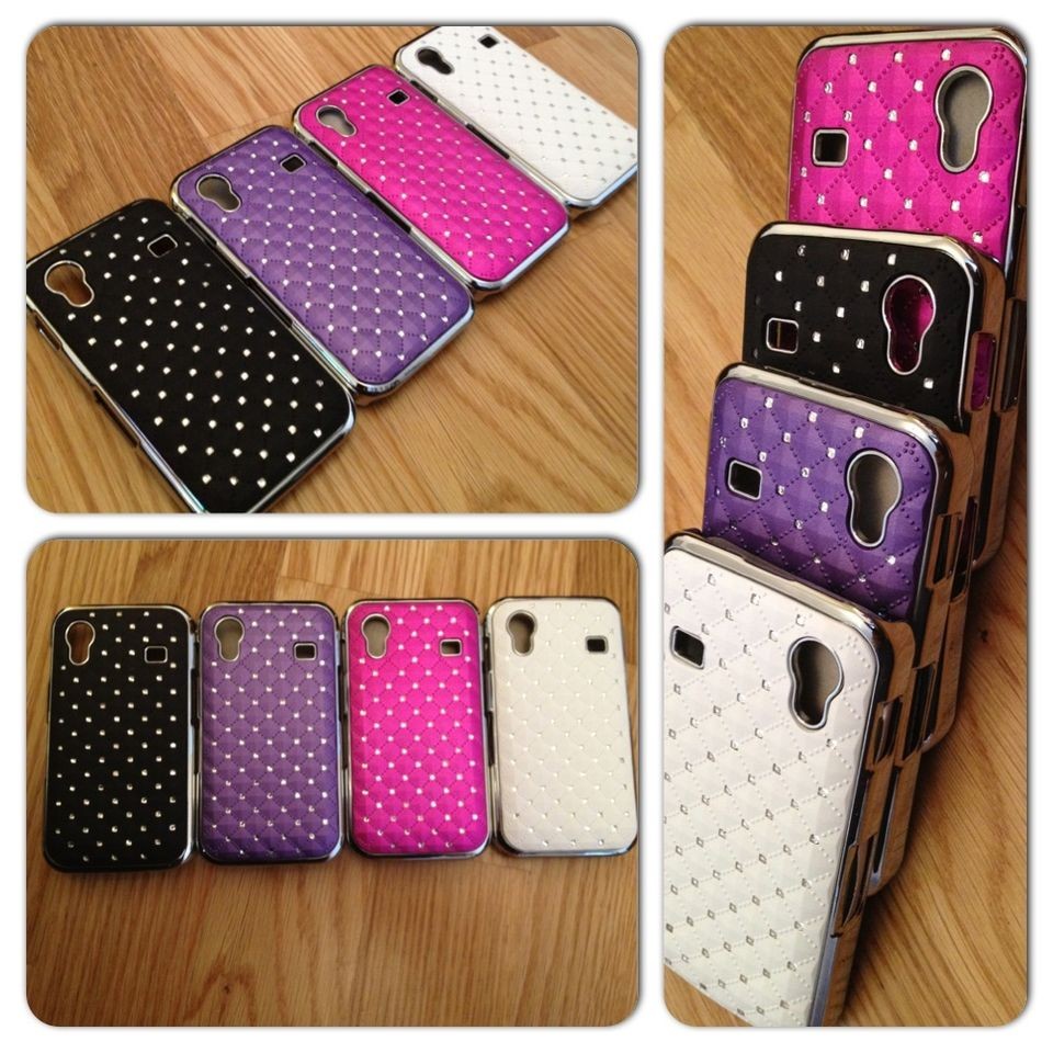 CHROME DIAMANTE BLING CASE FOR SAMSUNG GALAXY ACE S5830 FREE SCREEN 