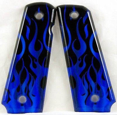 1911 Standard Profile Acrylic Custom SPD Grips Blue Flames