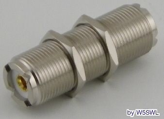 Coax Connector UHF Female Bulkhead Mount 1 3/4 Inch Threaded Length by 