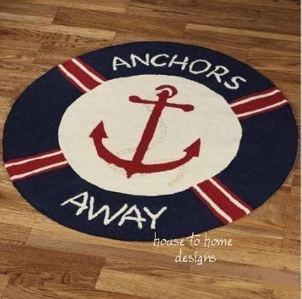   ft Round RUG   SAILING NAUTICAL SHIP HOOKED WOOL AREA THROW RUG